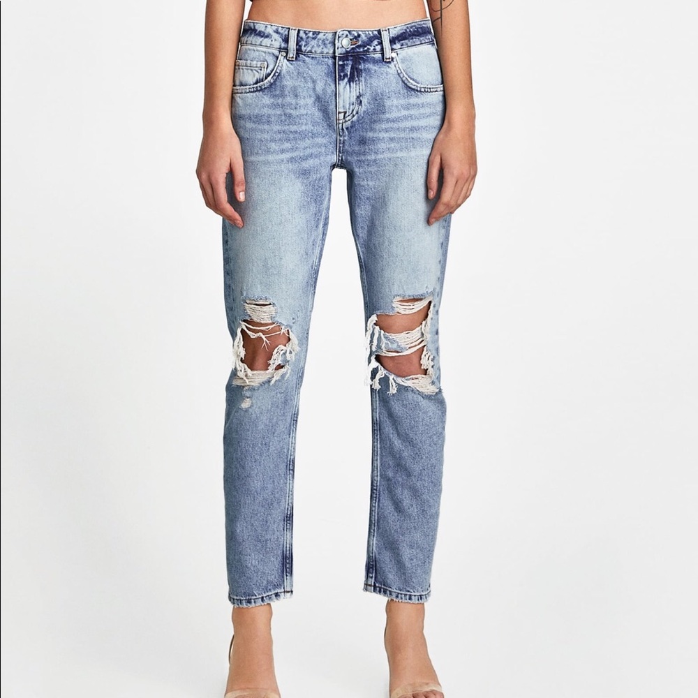 Zara mid waist distressed jeans
